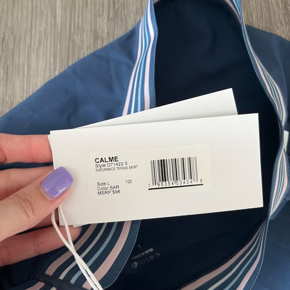 Johnny Was Calme Endurance Blue Multi-Color Stripe Tennis Skort Skirt L Women's - Picture 9 of 11